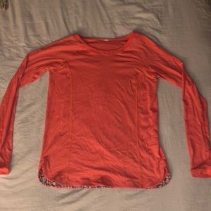 Lululemon salmon-bright orange long sleeve shirt